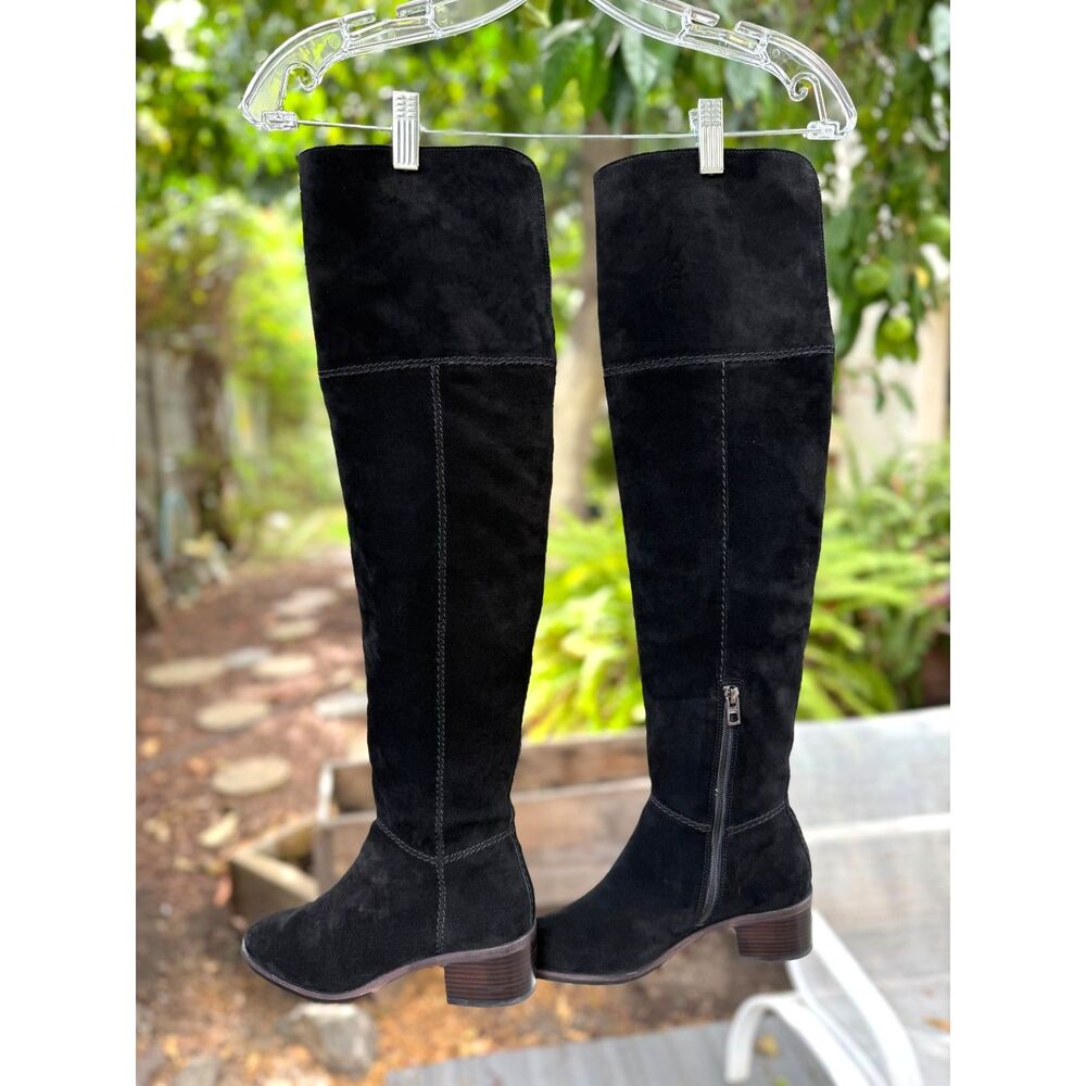 Coach Lucia Black 100% Suede Leather Over The Knee 1.75” Heel Tall Boots SZ 6.5 - Picture 7 of 16